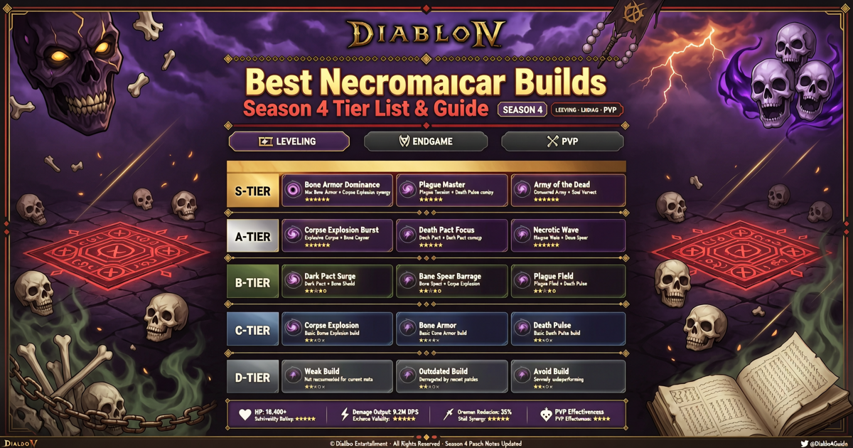 Diablo 4: Best Necromancer Builds for Season 4 – Tier List & Guide